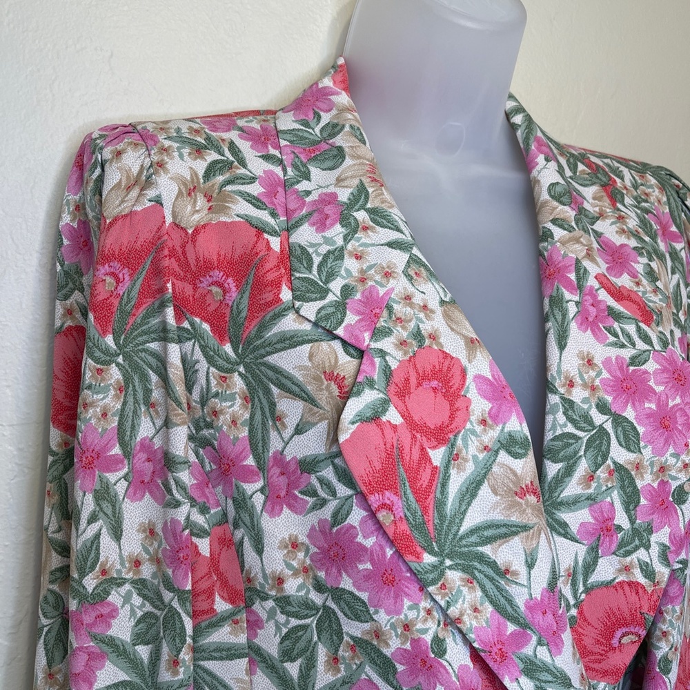 BELLE VOGUE | VTG Rare Floral Pattern Side Tie Lounge Blazer Jacket - Picture 5 of 14